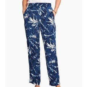 NWT Women's Nic+Zoe Vintage Botanical Relaxed Trouser Blue Multi